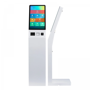 Self service ordering payment kiosk Interactive information touch screen kiosk with  21.5 inch screen QR Barcode scanner printer NFC RFID card reader