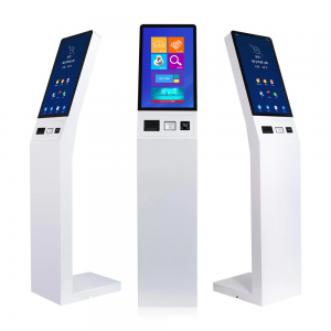 Self service ordering payment kiosk Interactive information touch screen kiosk with  21.5 inch screen QR Barcode scanner printer NFC RFID card reader