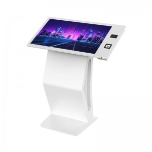 K base design 32inch 43inch touch screem query self checkout machine,touch screen kiosk with QR code scanner IC ID card reader